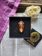 Mystic Baroque Collection - Handmade Bronze Pendant with Light Amber Crystal Navette