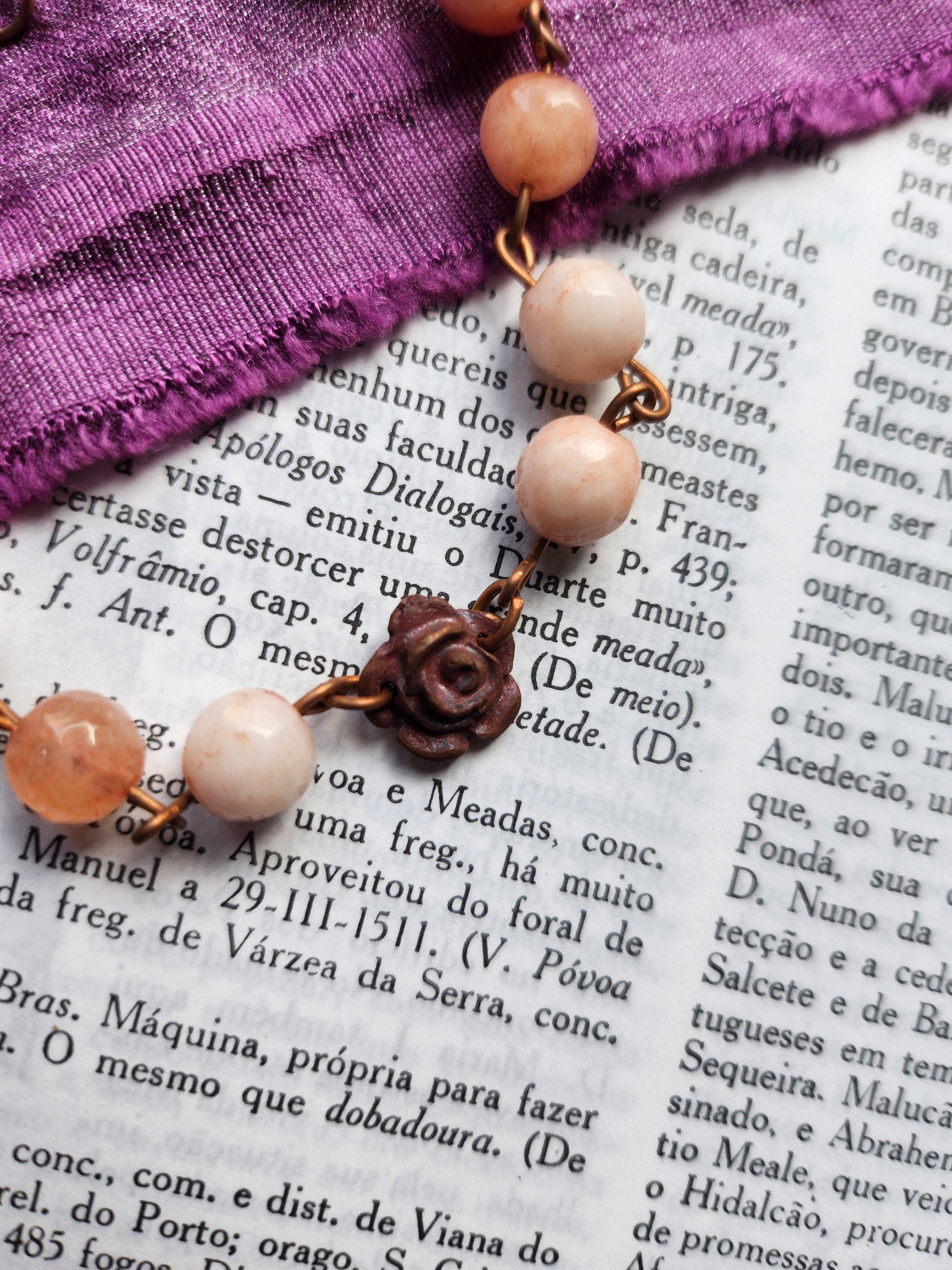 Rosarium Collection - Pink Opal & Copper Bracelet