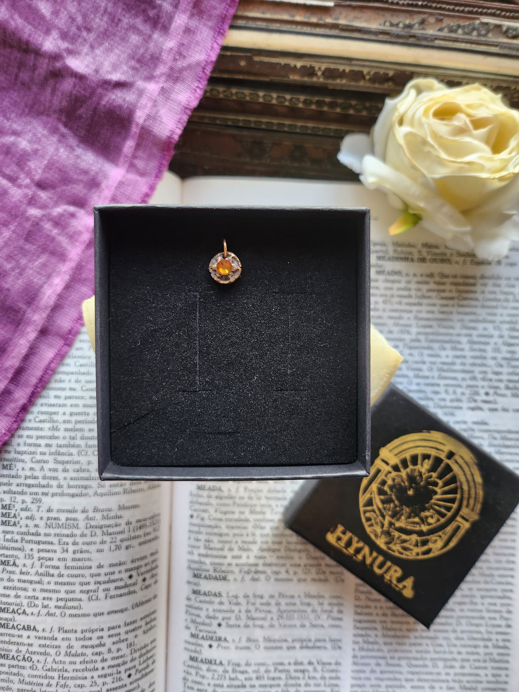Handmade Bronze Pendant with Amber Crystal